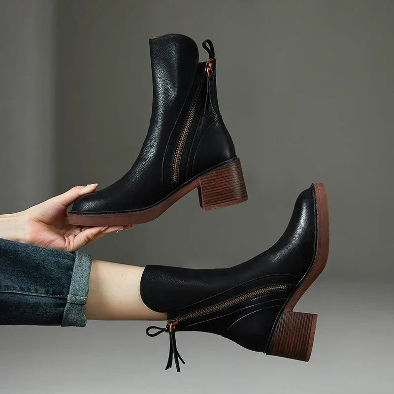 Laureen™ | Orthopedic Leather Zip-Up Ankle Boots